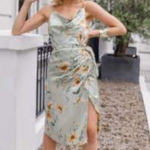 SHEIN Draped Neck Floral Cami Top & Wrap Tie Side Skirt Set NWOT